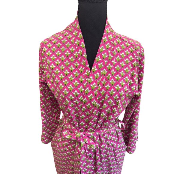 Vera Bradley Pink Green Soft Floral Print Cotton Blend Robe S/M Lightweight - Picture 3 of 10